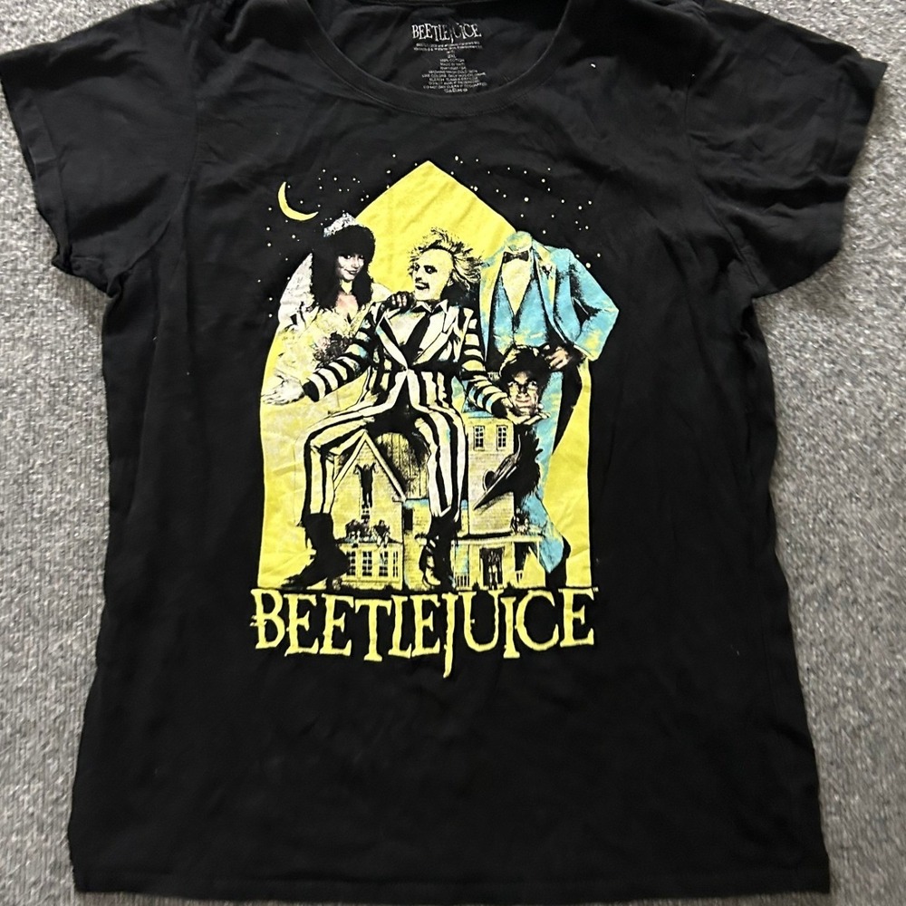 Beetlejuice T-Shirt Womens Size 2XL Black Graphic Movie Poster Short Sleeve